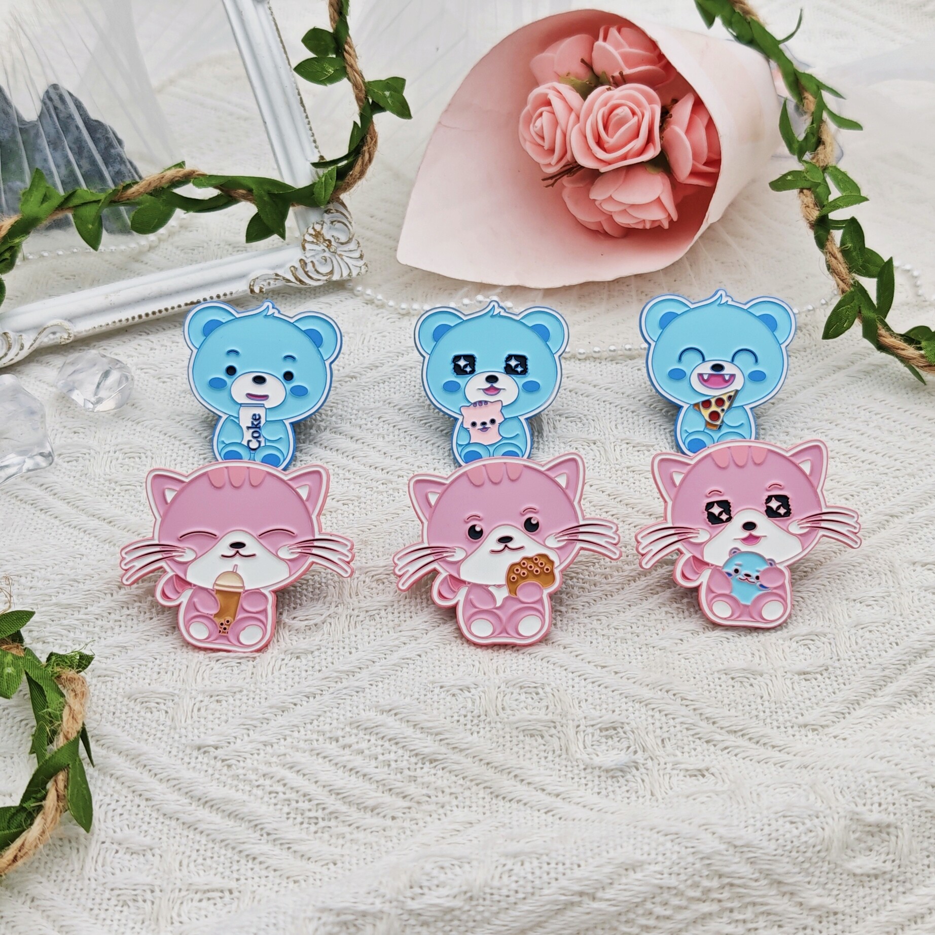 Cartoon Panda Me Series Die-Cut Metal Enamel Pins