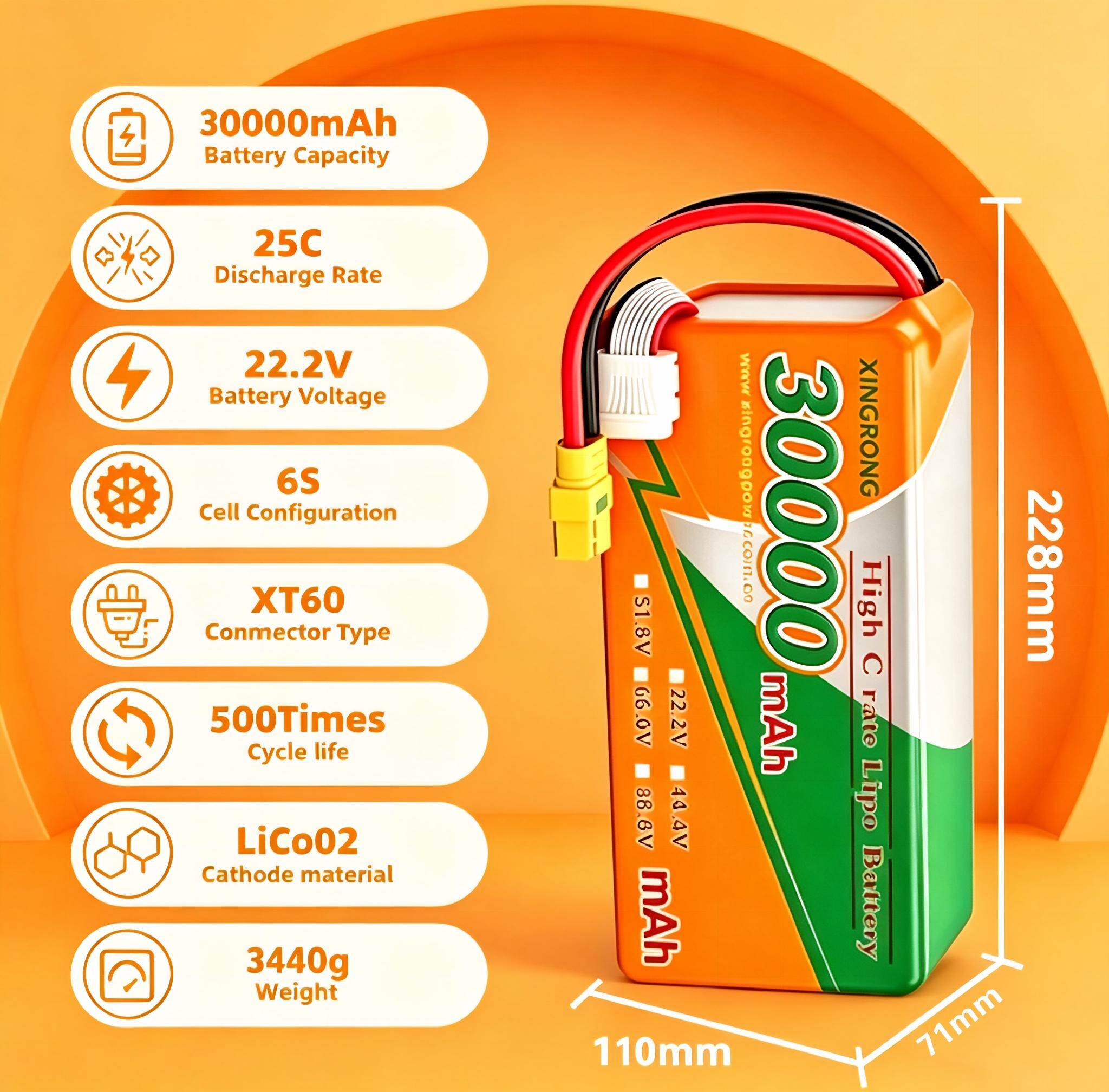 XR-LiPo 6S 22.2V 25C 30000mAh