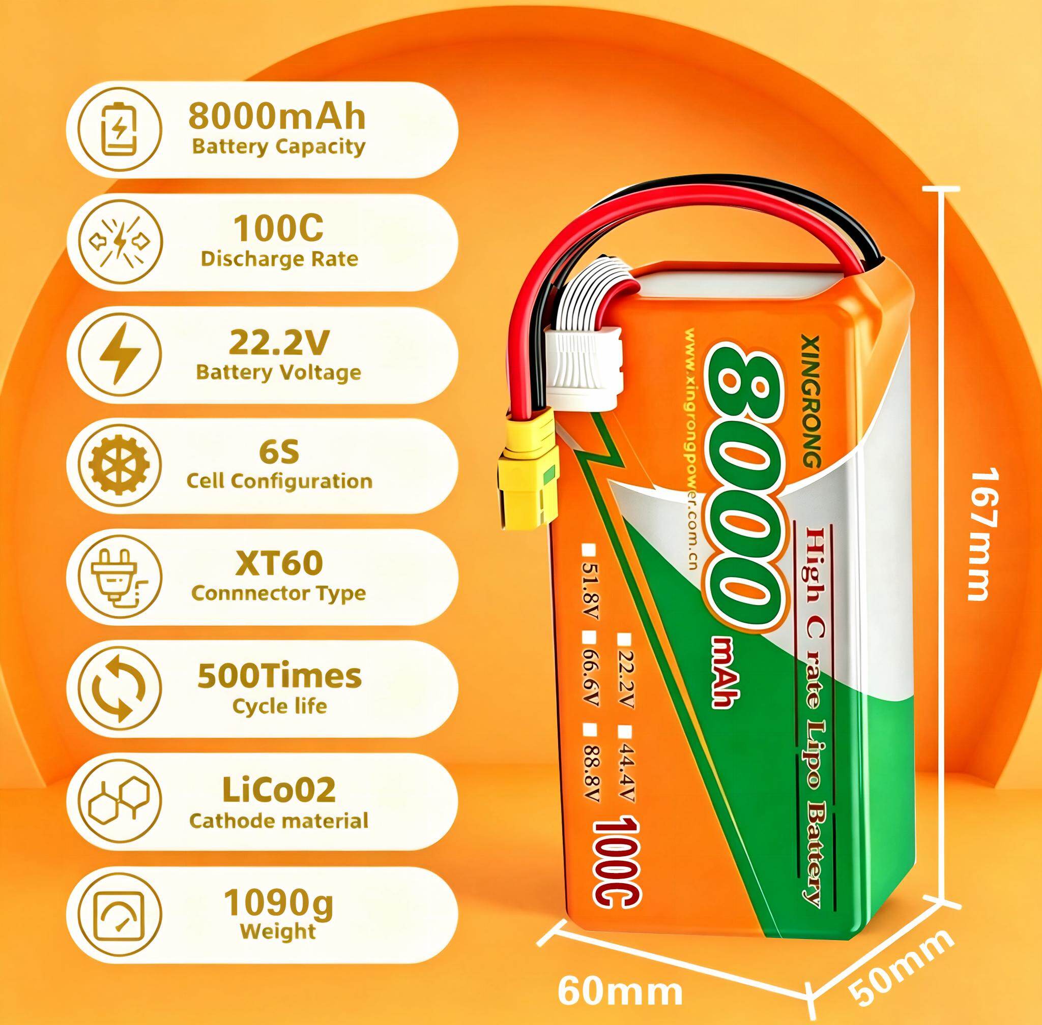XR-LiPo 6S 22.2V 100C 8000mAh