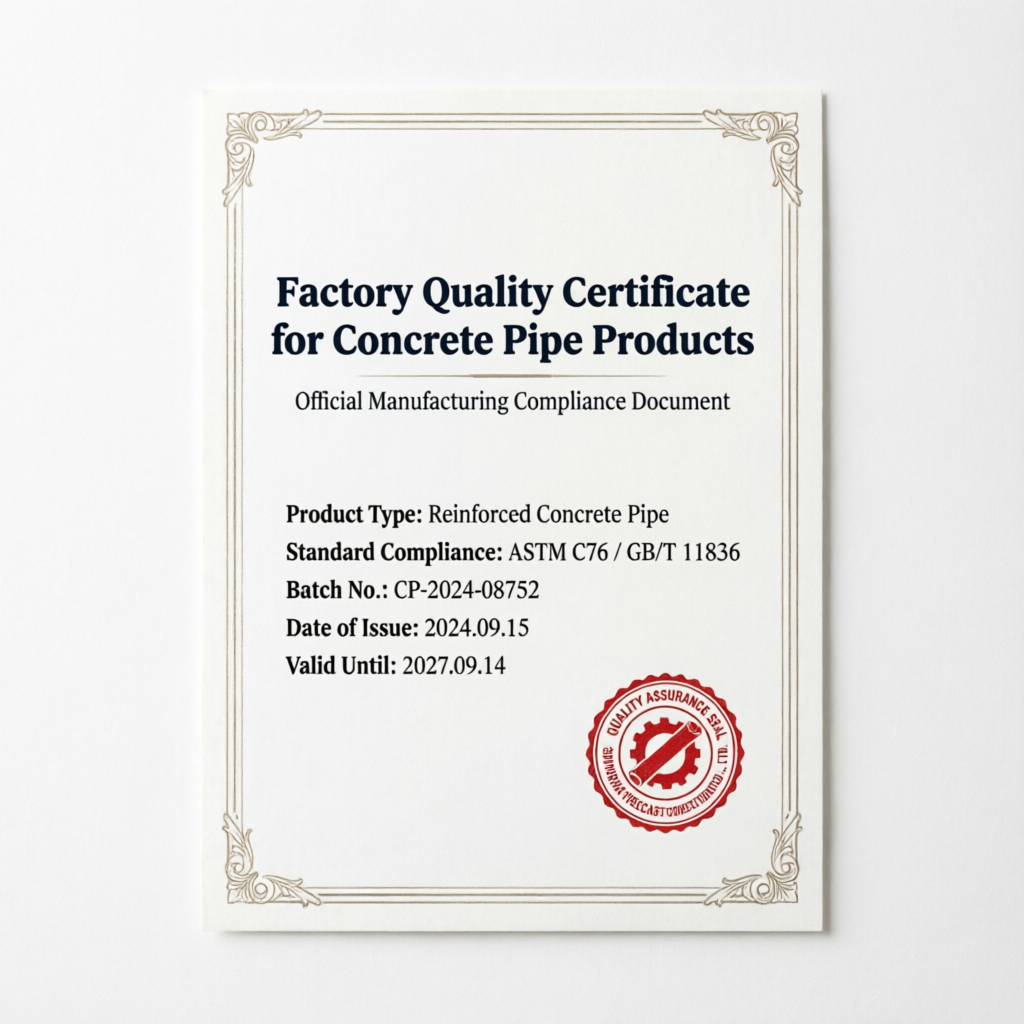 Xianghui Cement Products Factory Certificate of Conformity