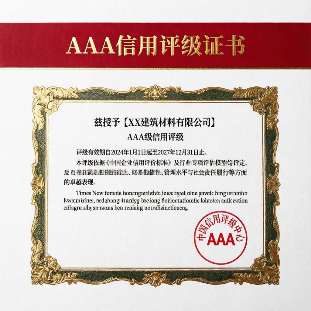 Xianghui Cement Products - Triple A Certification