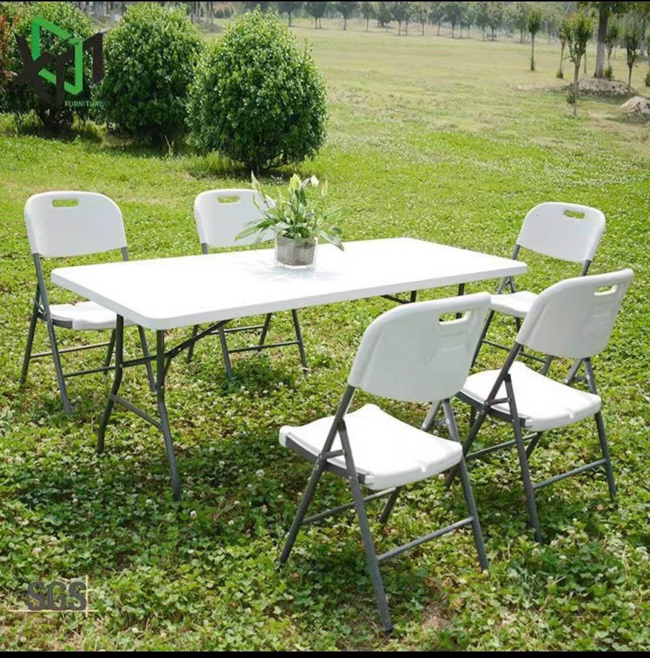 180cm Outdoor Blow-Molded Table and Chair Set