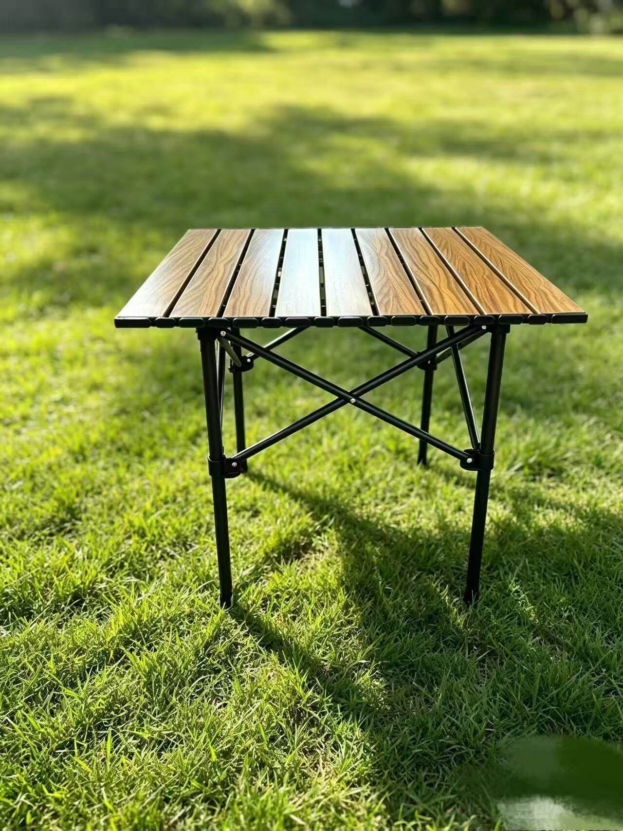 Wood Grain 51×53×50cm Folding Roll Table