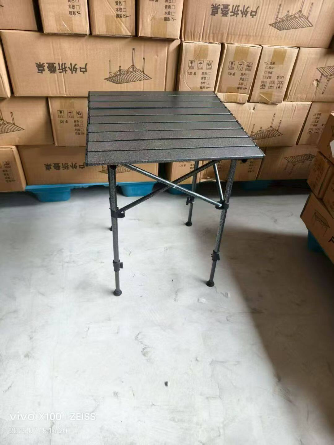 Silver Height-Adjustable Square Table 53×51×50-80cm