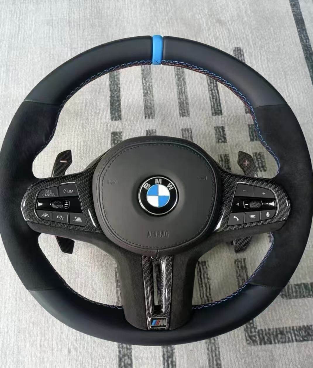 BMW G20 custom steering wheel with Alcantara grip sections