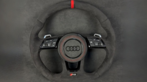 RS5 B9 steering wheel D-cut profile with carbon fiber insert