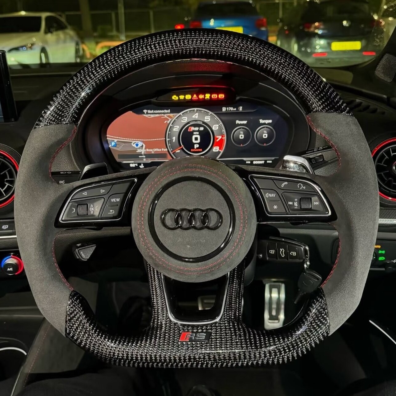Audi RS5 B9 custom carbon fiber steering wheel project by YUNZ AUTO