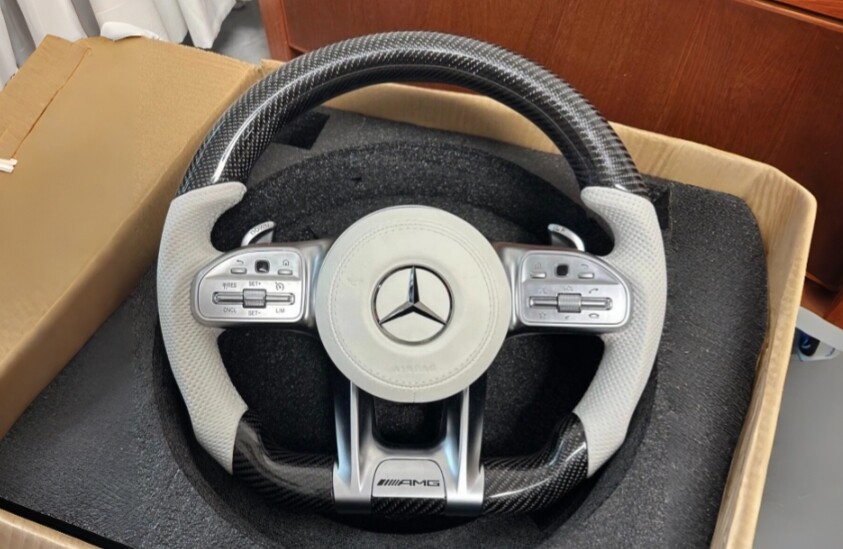 Mercedes W206 C63 custom carbon fiber steering wheel project by YUNZ AUTO