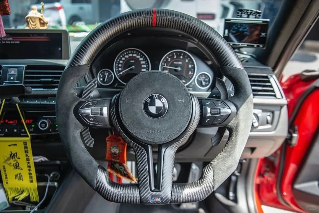 BMW F30 3 Series custom carbon fiber steering wheel project by YUNZ AUTO