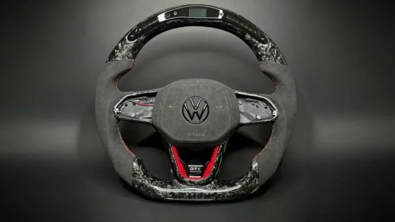 VW Golf GTI MK8 custom carbon fiber steering wheel project by YUNZ AUTO