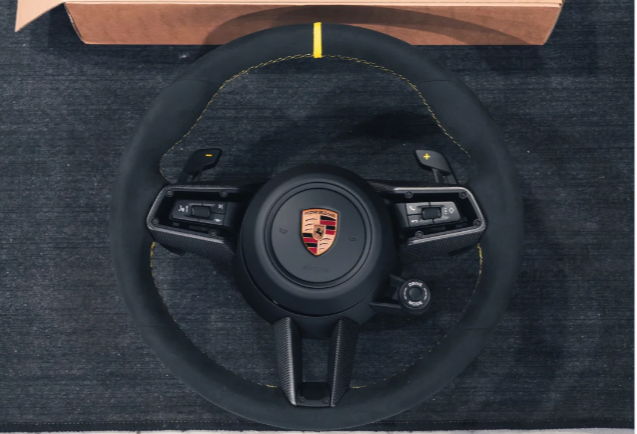 Porsche 992 Carrera custom carbon fiber steering wheel project by YUNZ AUTO