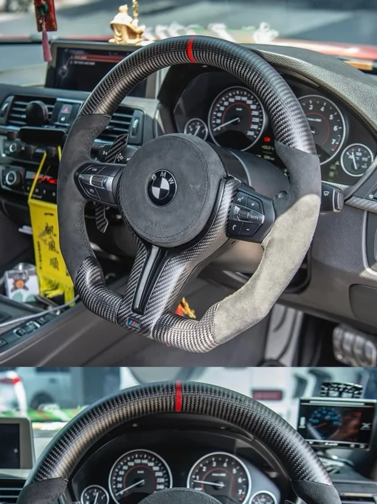 BMW F30 3 Series custom carbon fiber steering wheel project by YUNZ AUTO