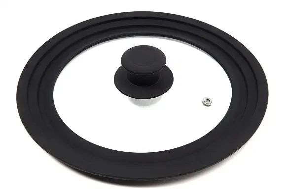 Black silicon Glass lid with silicon rim