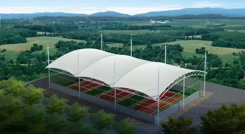 室外球场膜结构遮阳棚实景