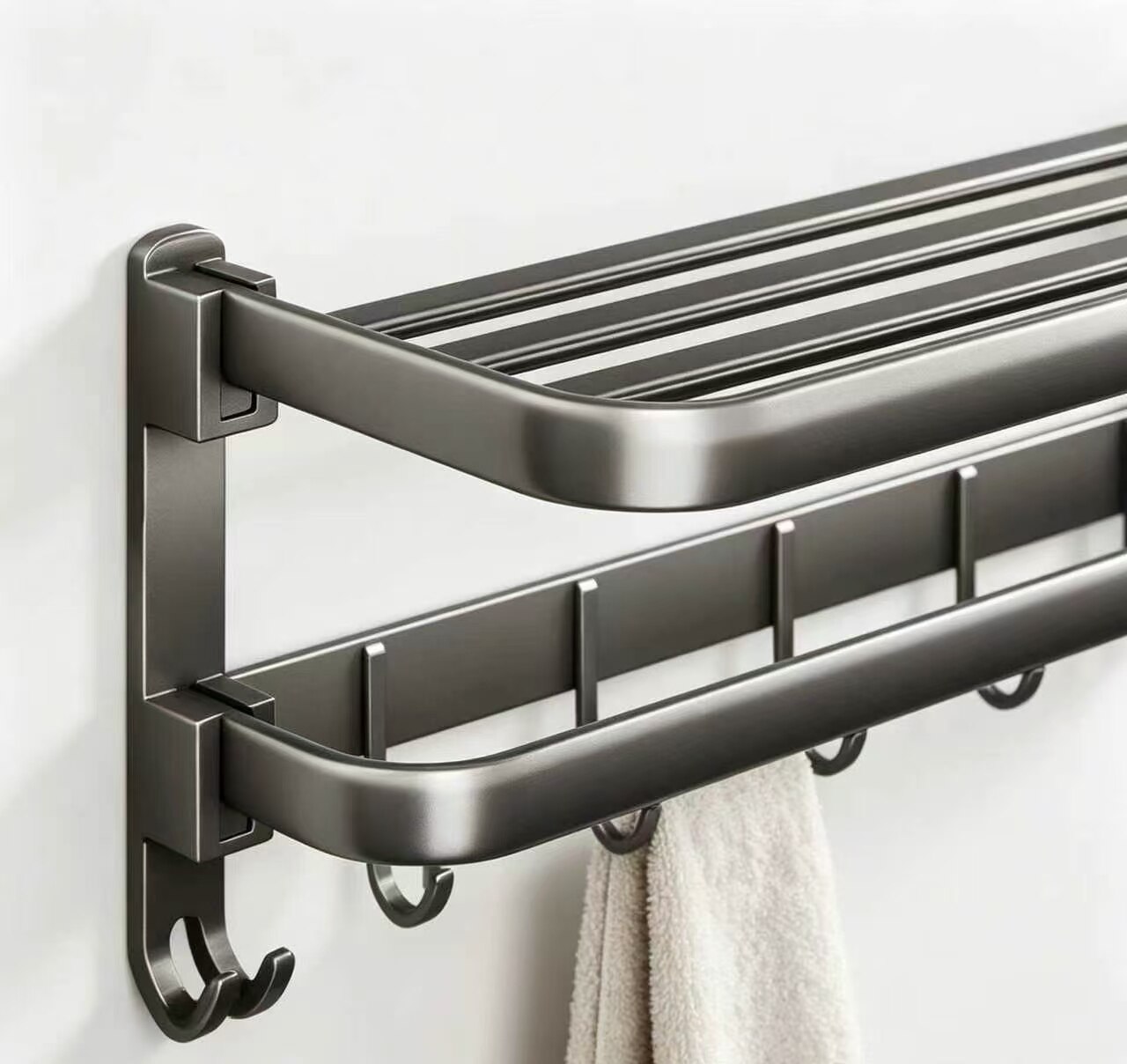 Gunmetal Double-Layer Flat Tube Towel Rack 4
