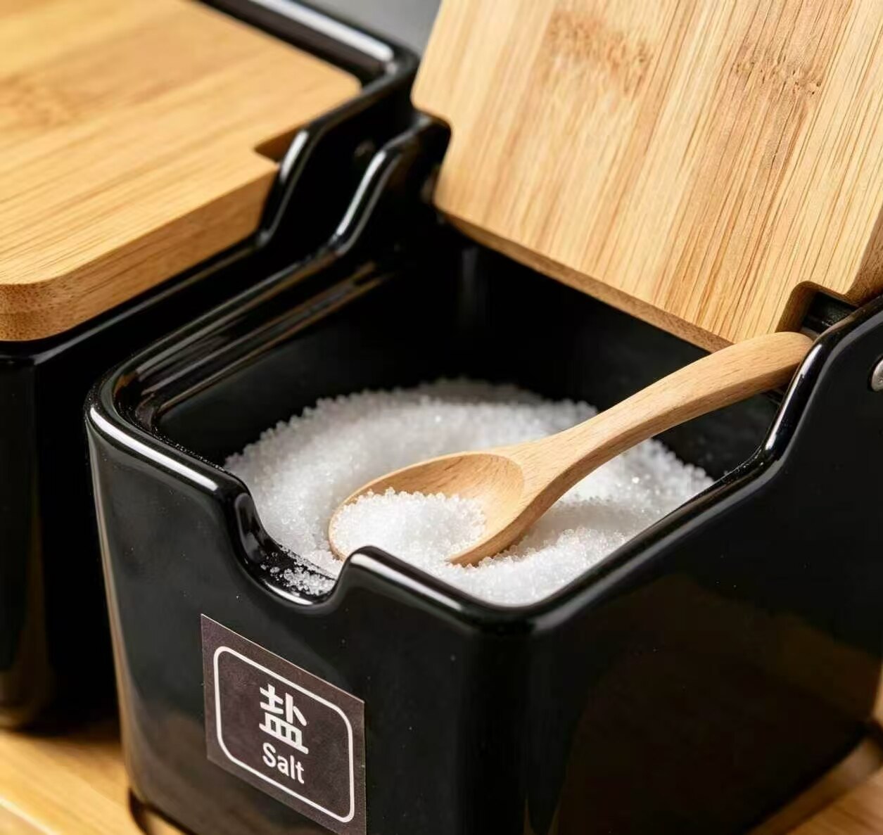 Salt Cellar with Black Glaze and Square Pottery 4