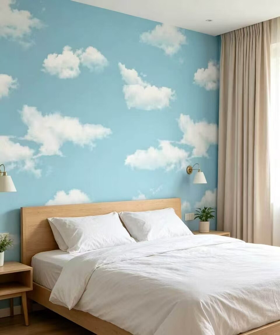 Fresh and Healing Blue Sky with White Clouds Wallpaper 2