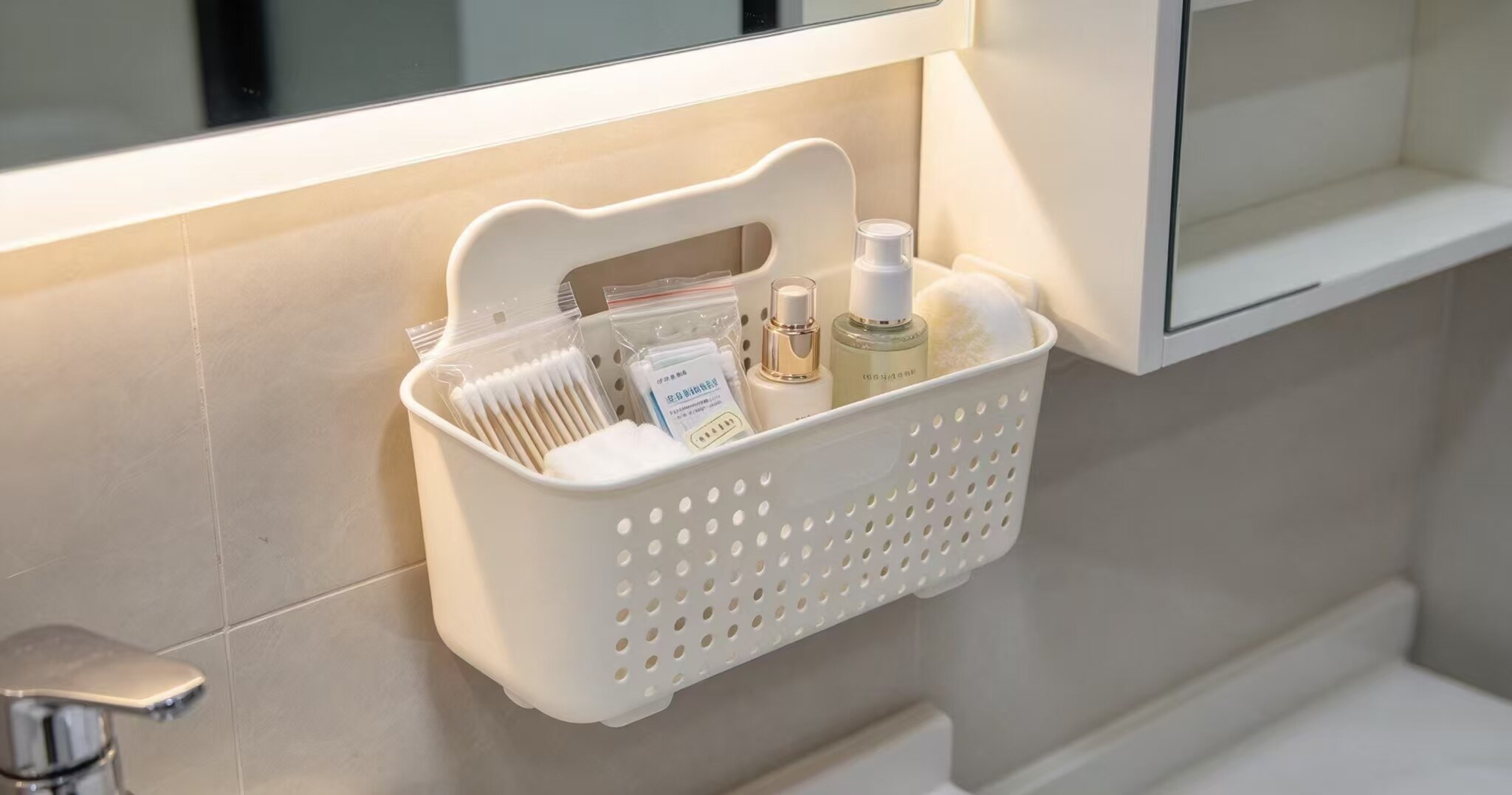 White Jade Unmarked Wall-Mounted Multi-Hole Basket 3