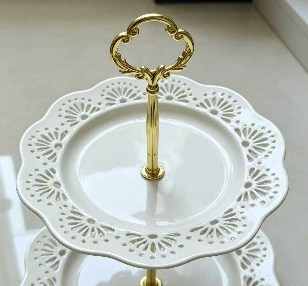 Floral Lace Double-Tier Cake Stand 5