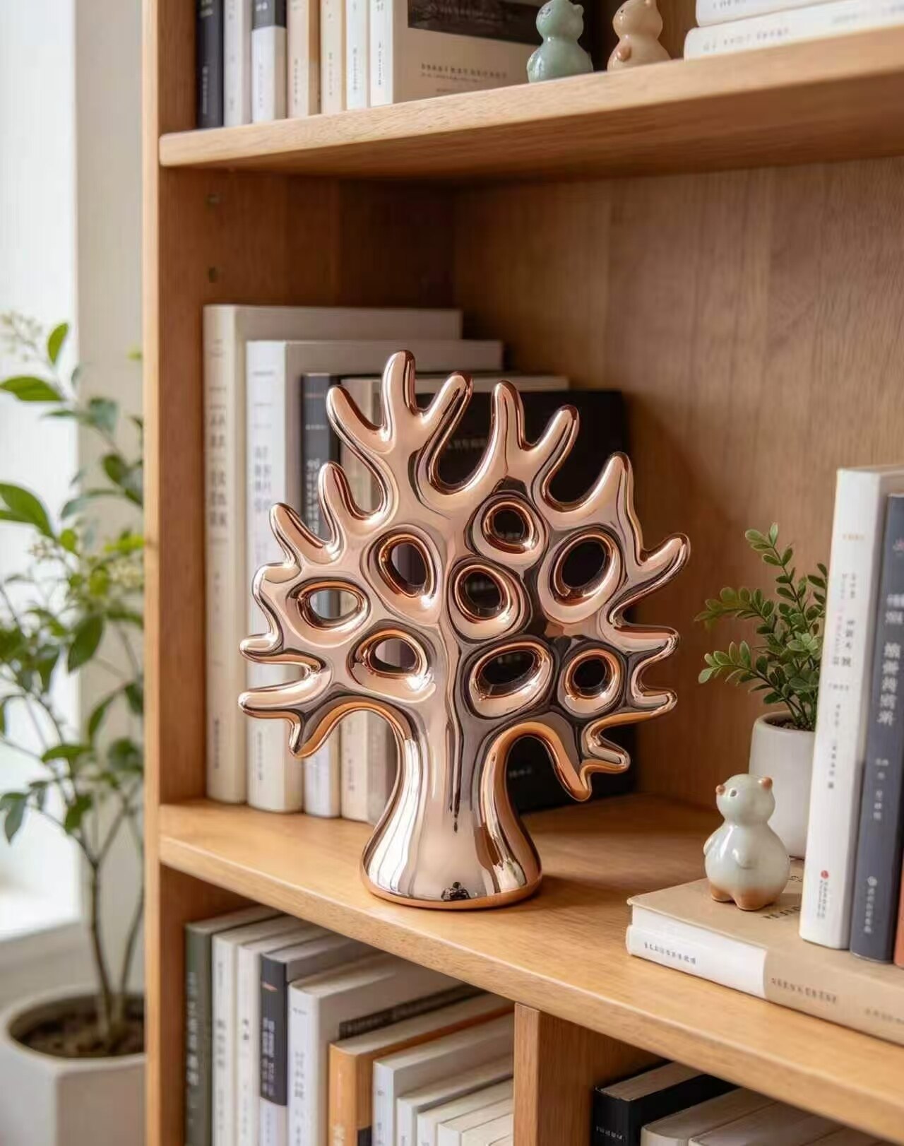 Rose Gold Flowing Light Tree Shadow Ornament 5