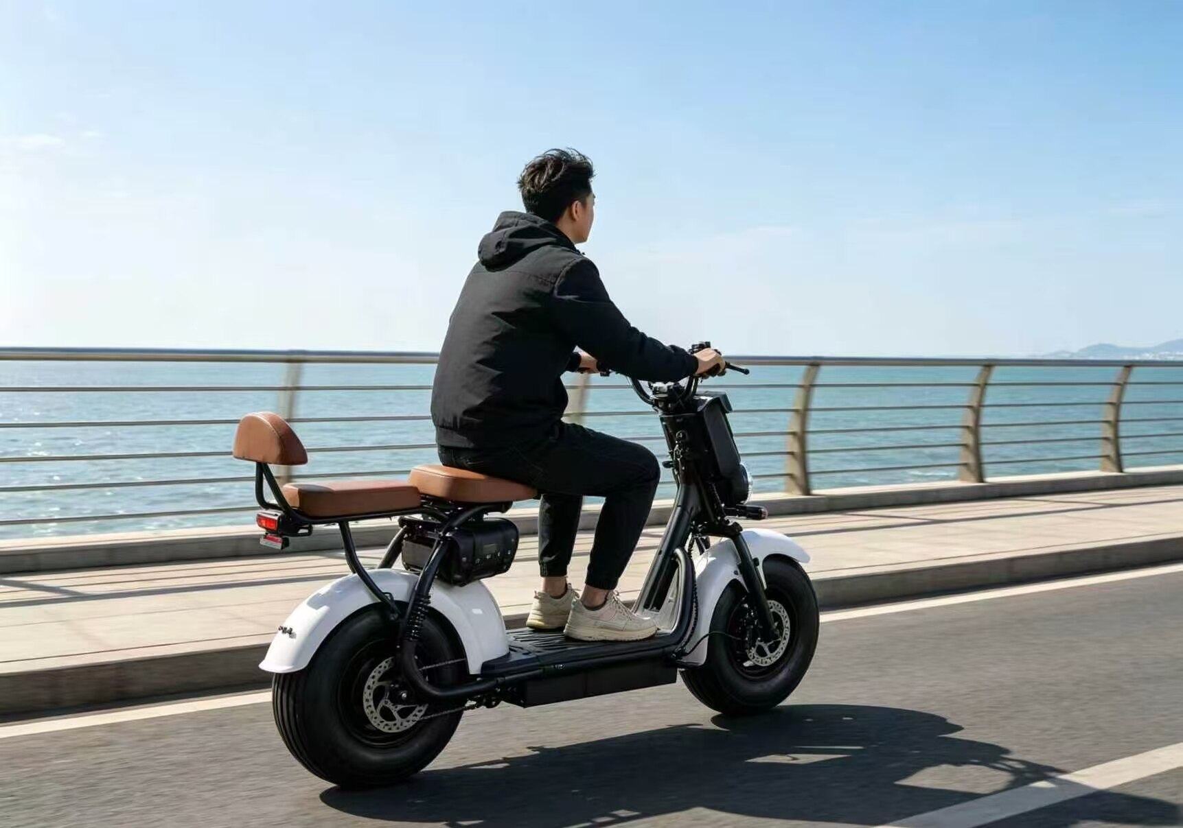 White and Brown Two-Seater Electric Leisure Car 4