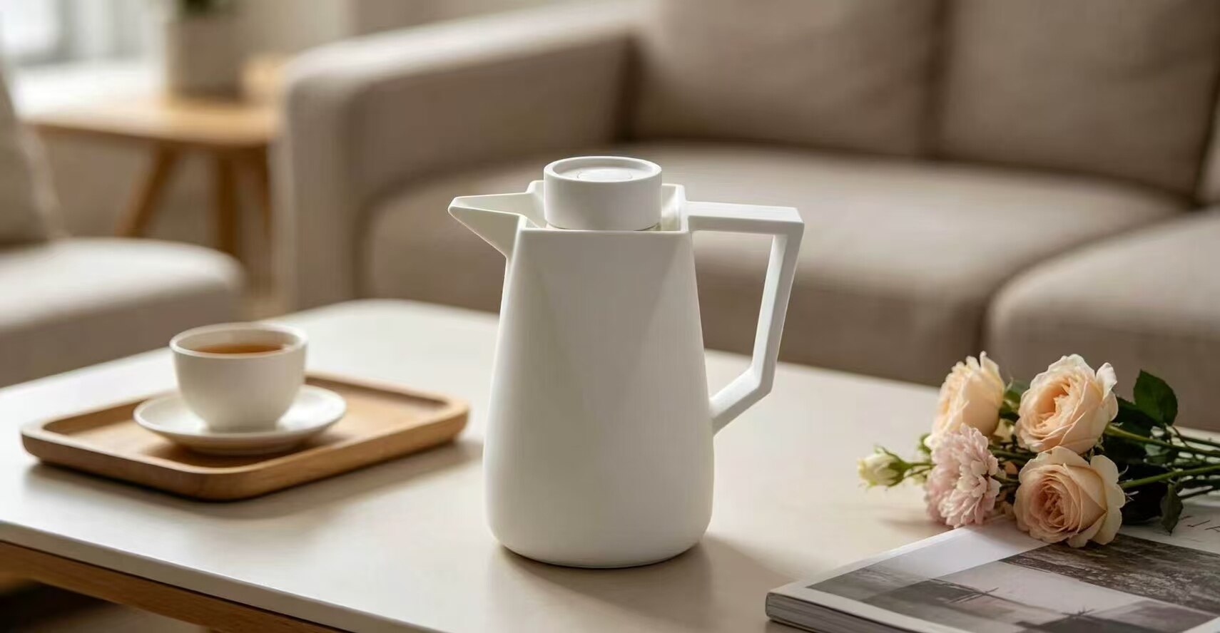 Minimalist White Geometric Press Bottle 2