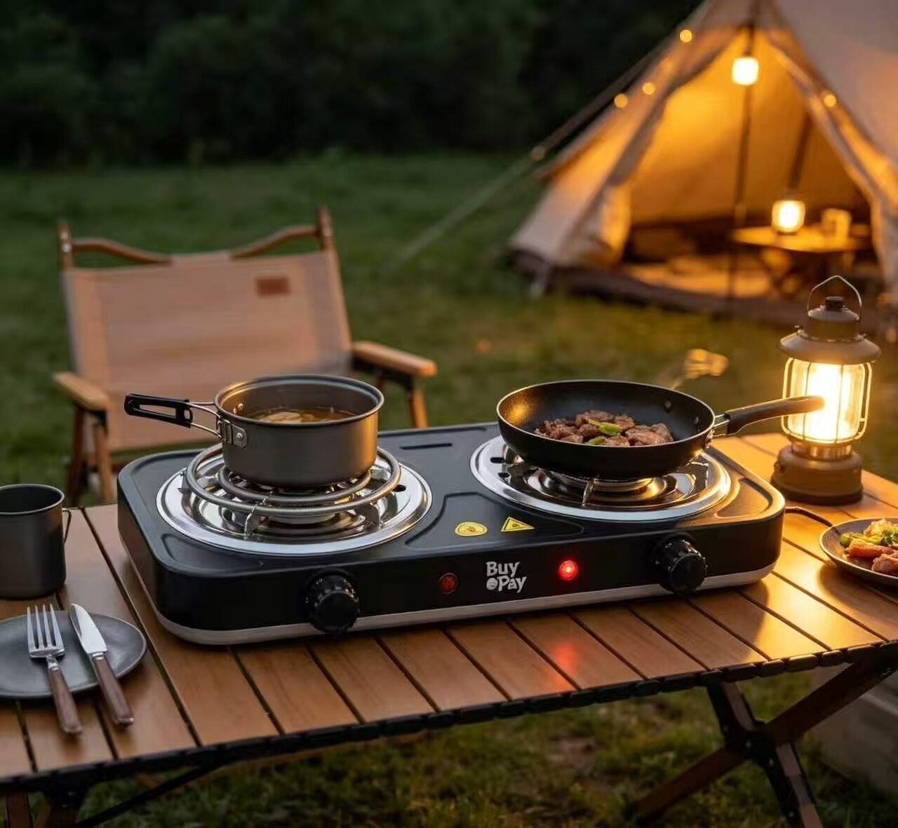 Black Dual Burner Portable Electric Stove 3