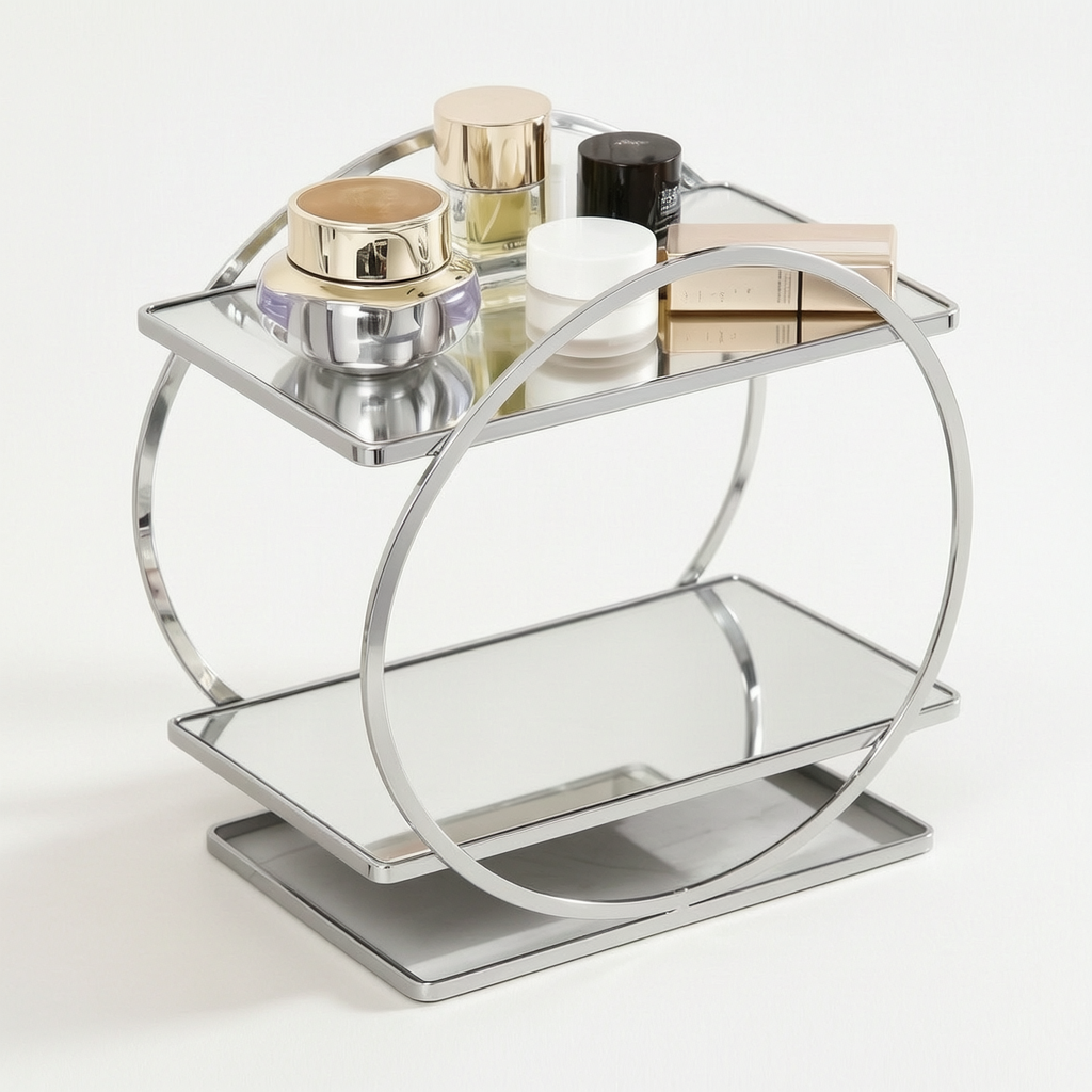 Luxury Metal Ring Mirror Vanity Organizer 4