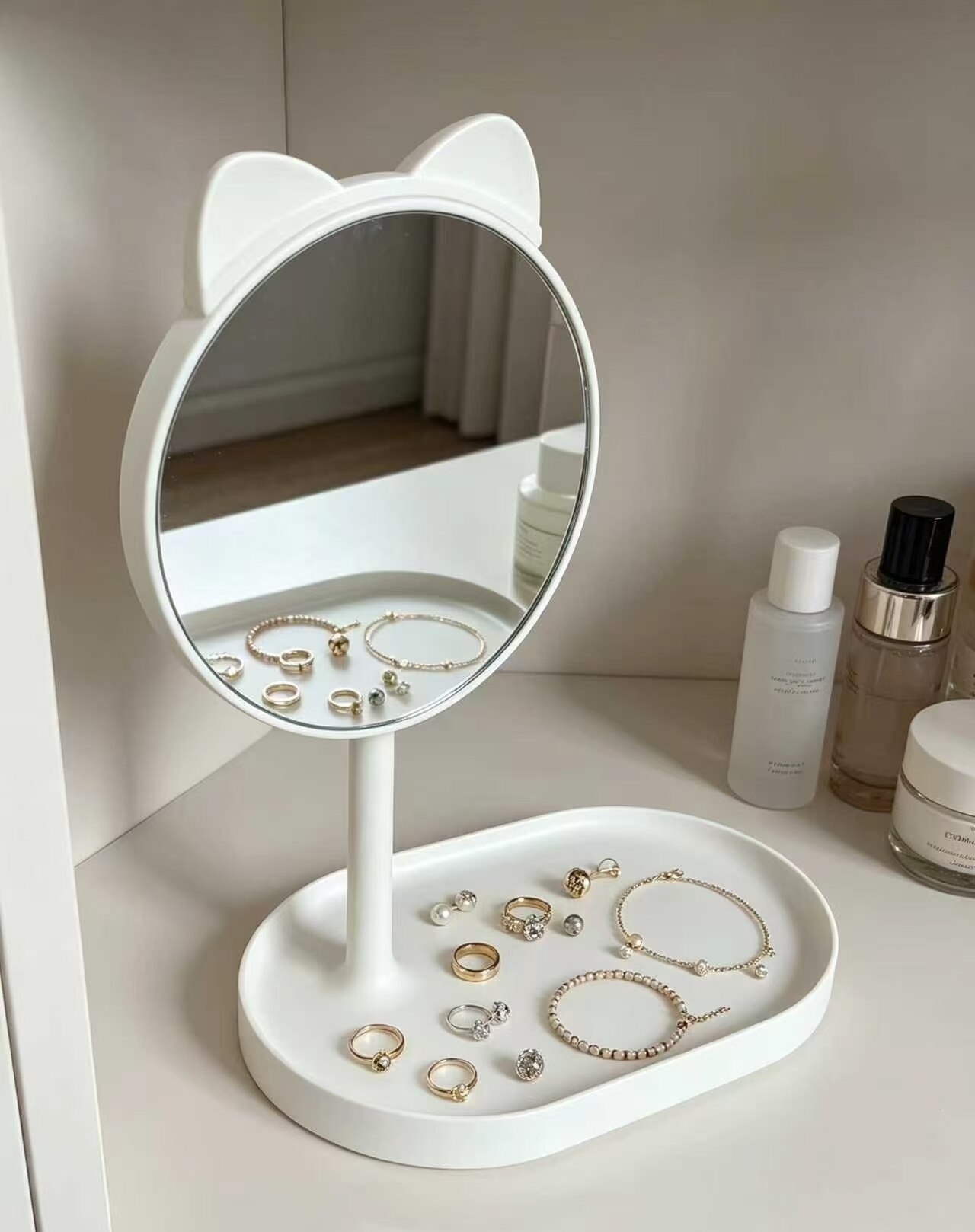 White Cat Ear Makeup Mirror 3