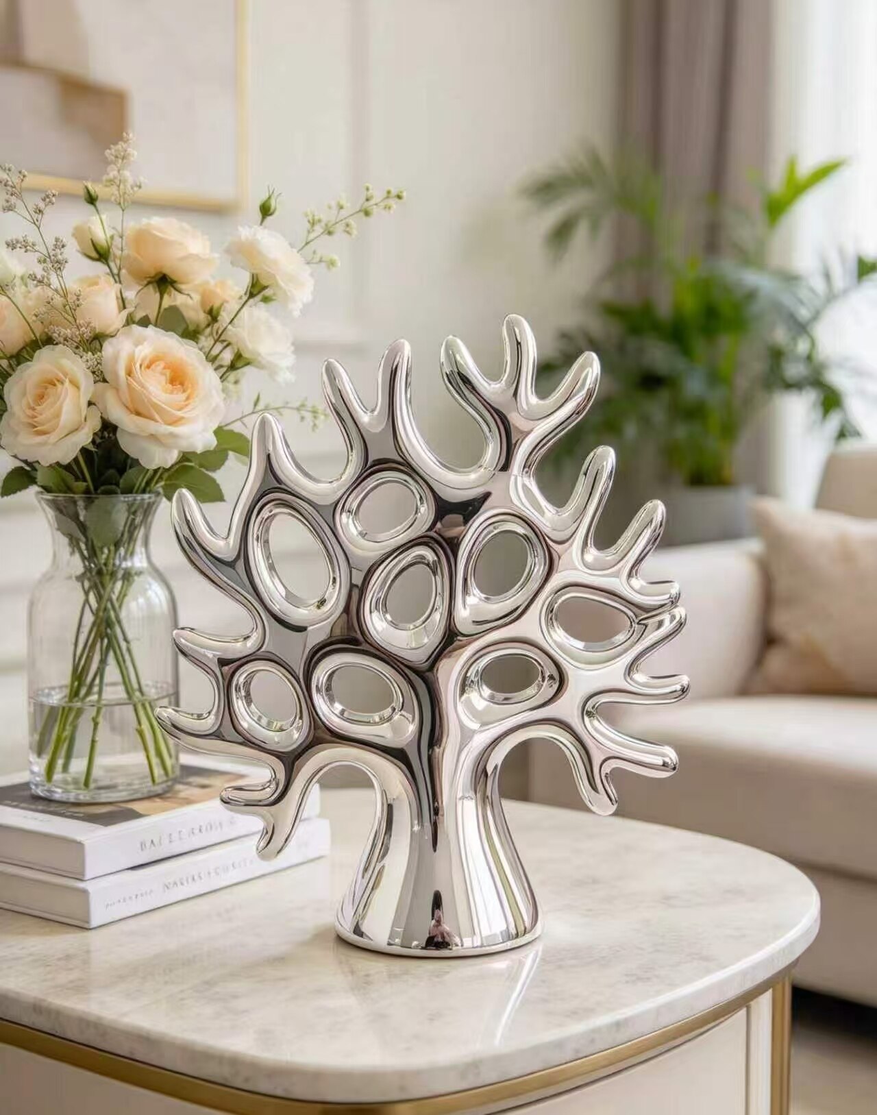 Silver Mirror Branch Decorative Tree 3