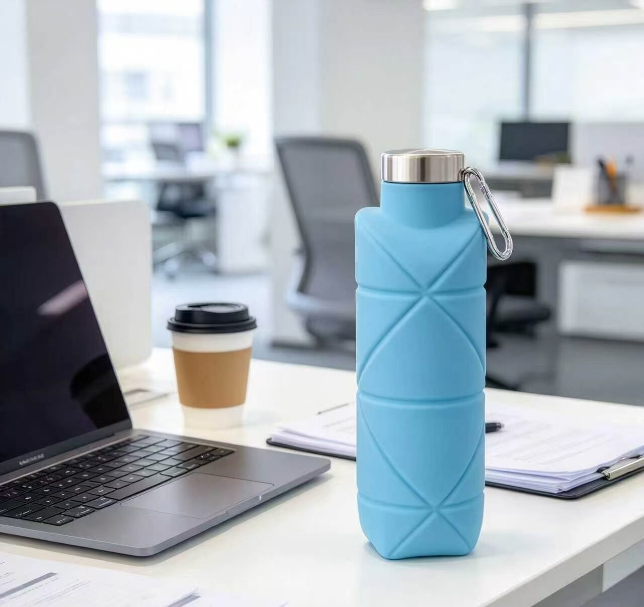 Cobalt Blue Diamond-Pattern Foldable Kettle 5