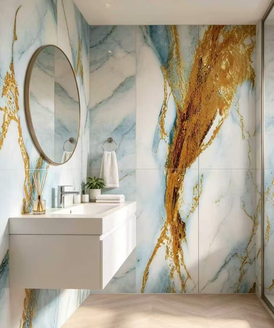 Aquamarine Gilded Jade Wall Sticker 3