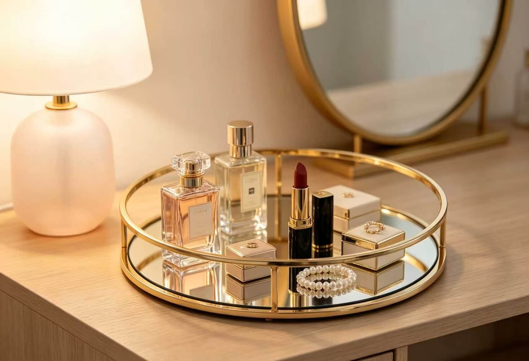 Black and Gold Dual-Tone Mirror Tray 4