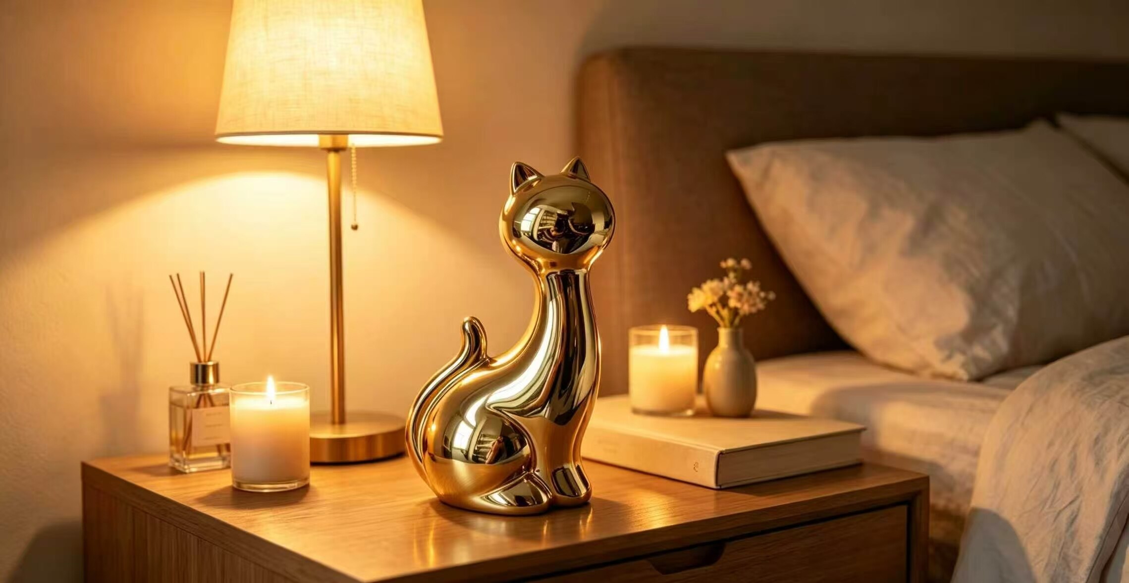 Golden Cat Shadow Art Ornament 2