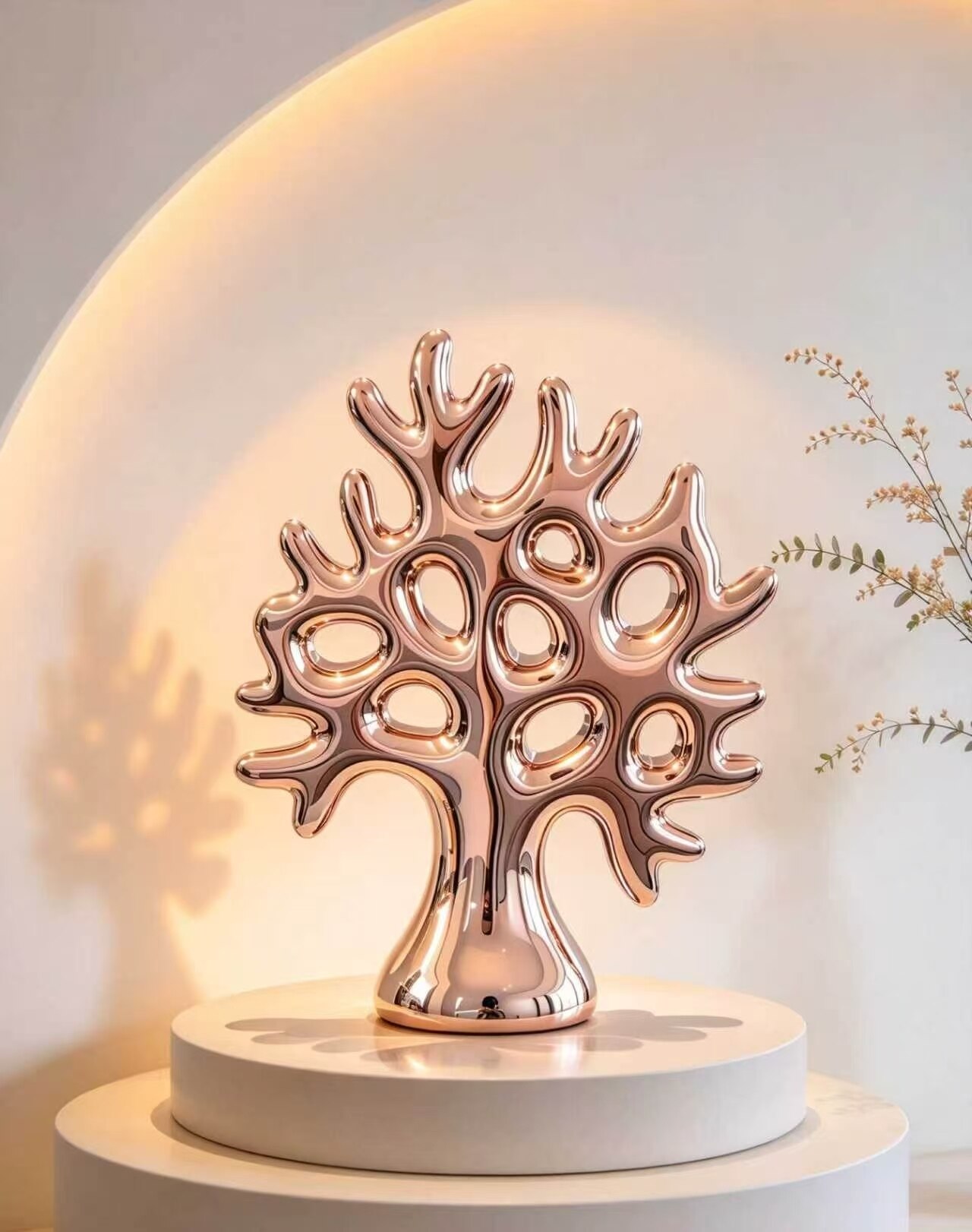 Iridescent Tree Shadow Rose Gold Ornament 4