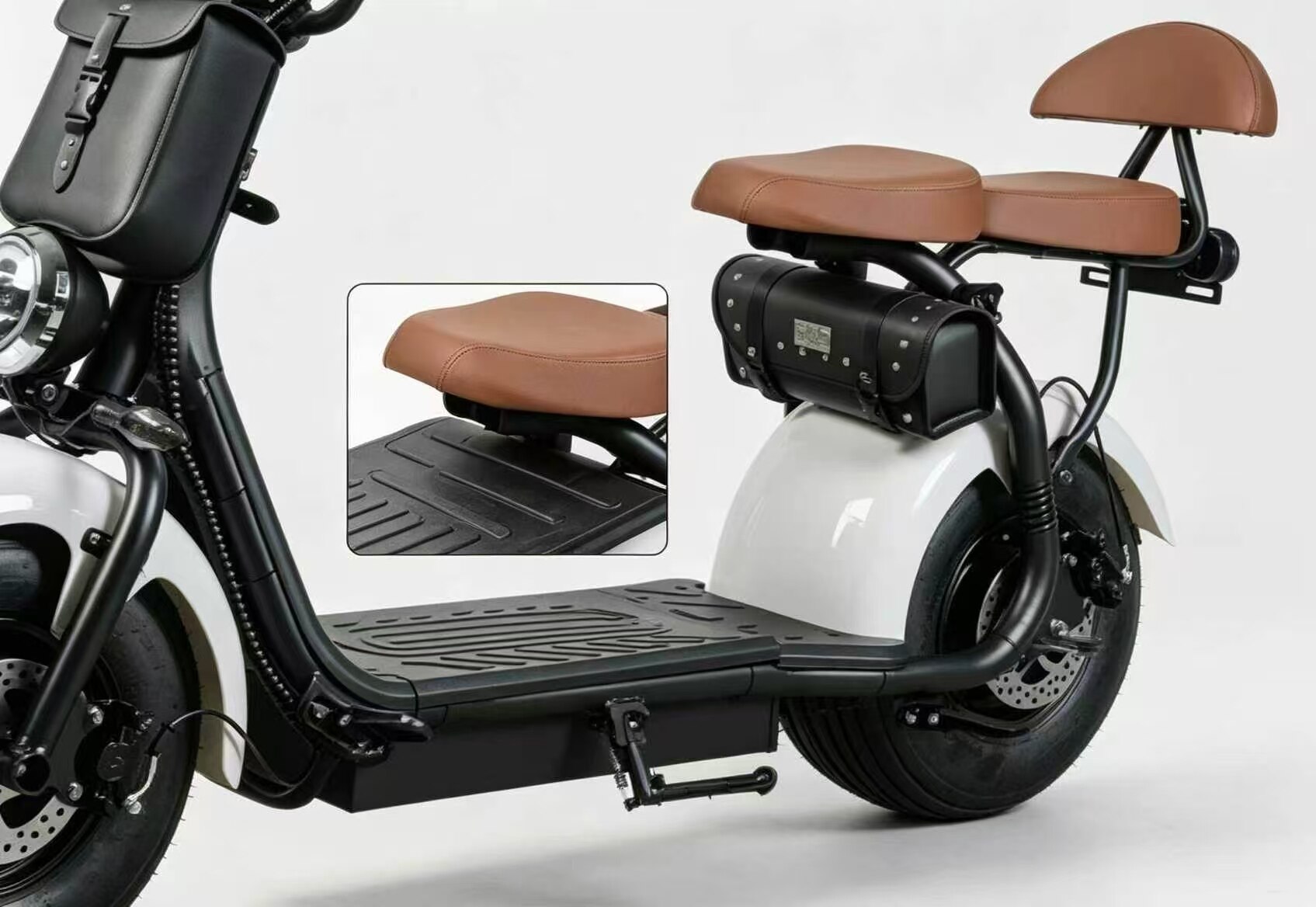 White and Brown Two-Seater Electric Leisure Car 5