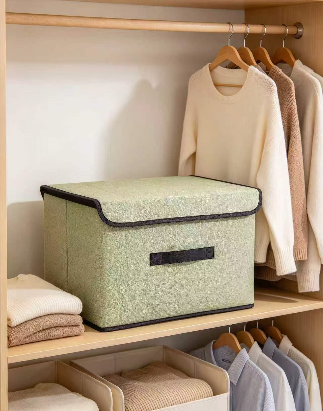 Light Green Linen Folding Storage Box 3