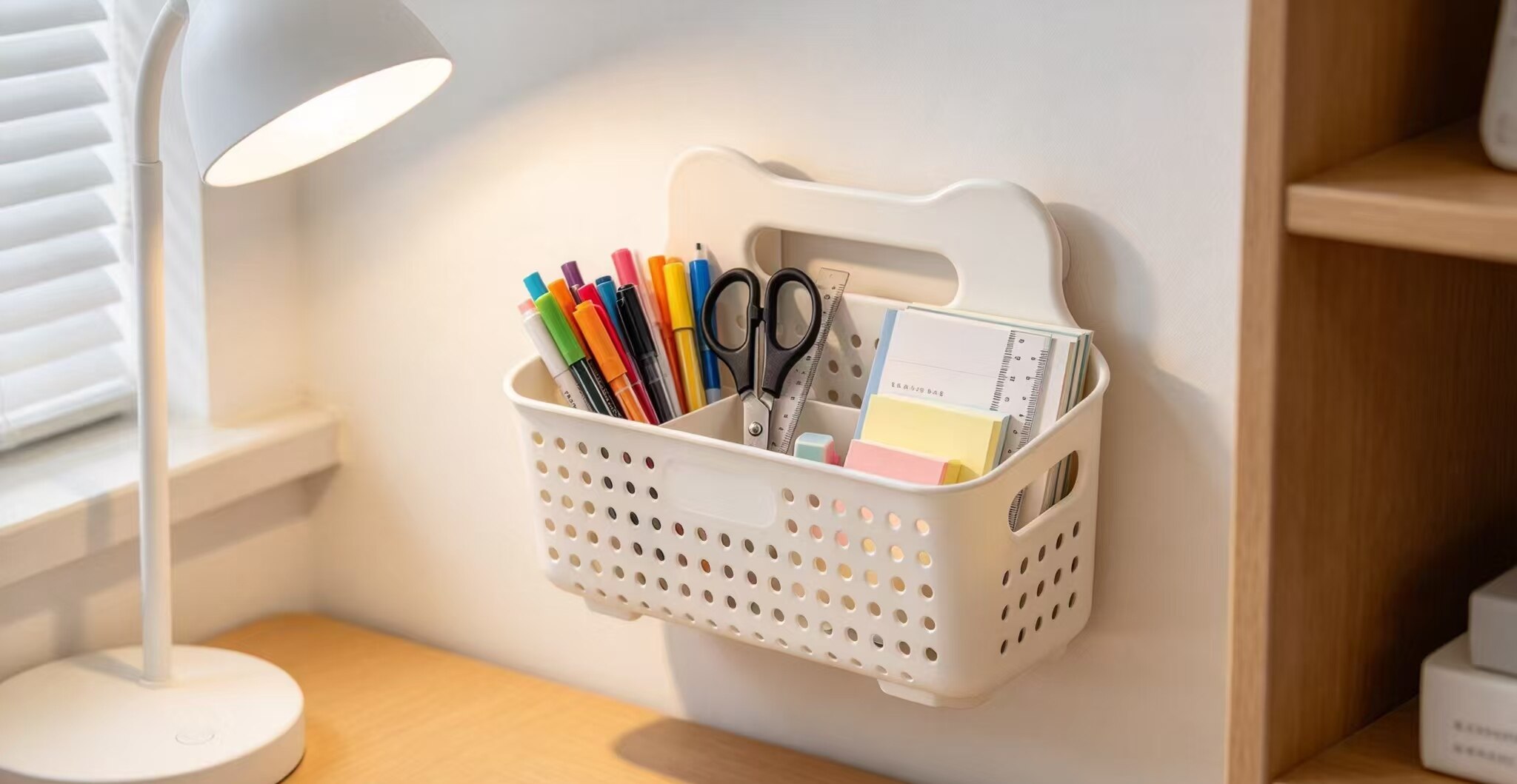 White Jade No-Trace Wall-Mounted Multi-Hole Basket 5