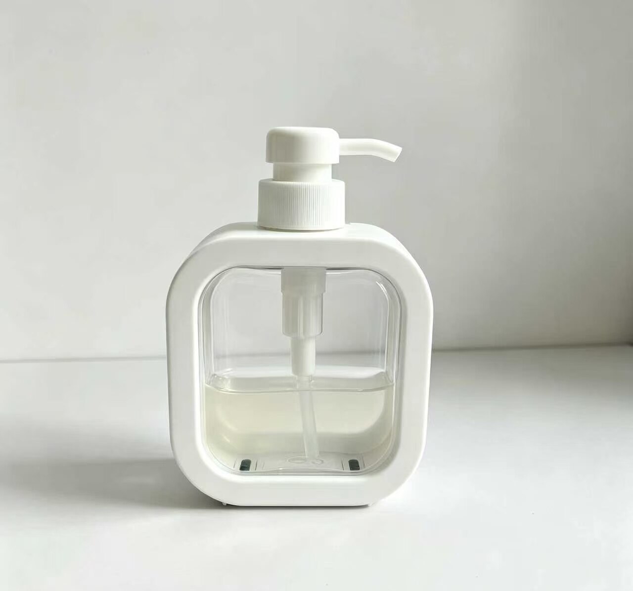 White Frame Transparent Window Press-Dispensing Bottle 4