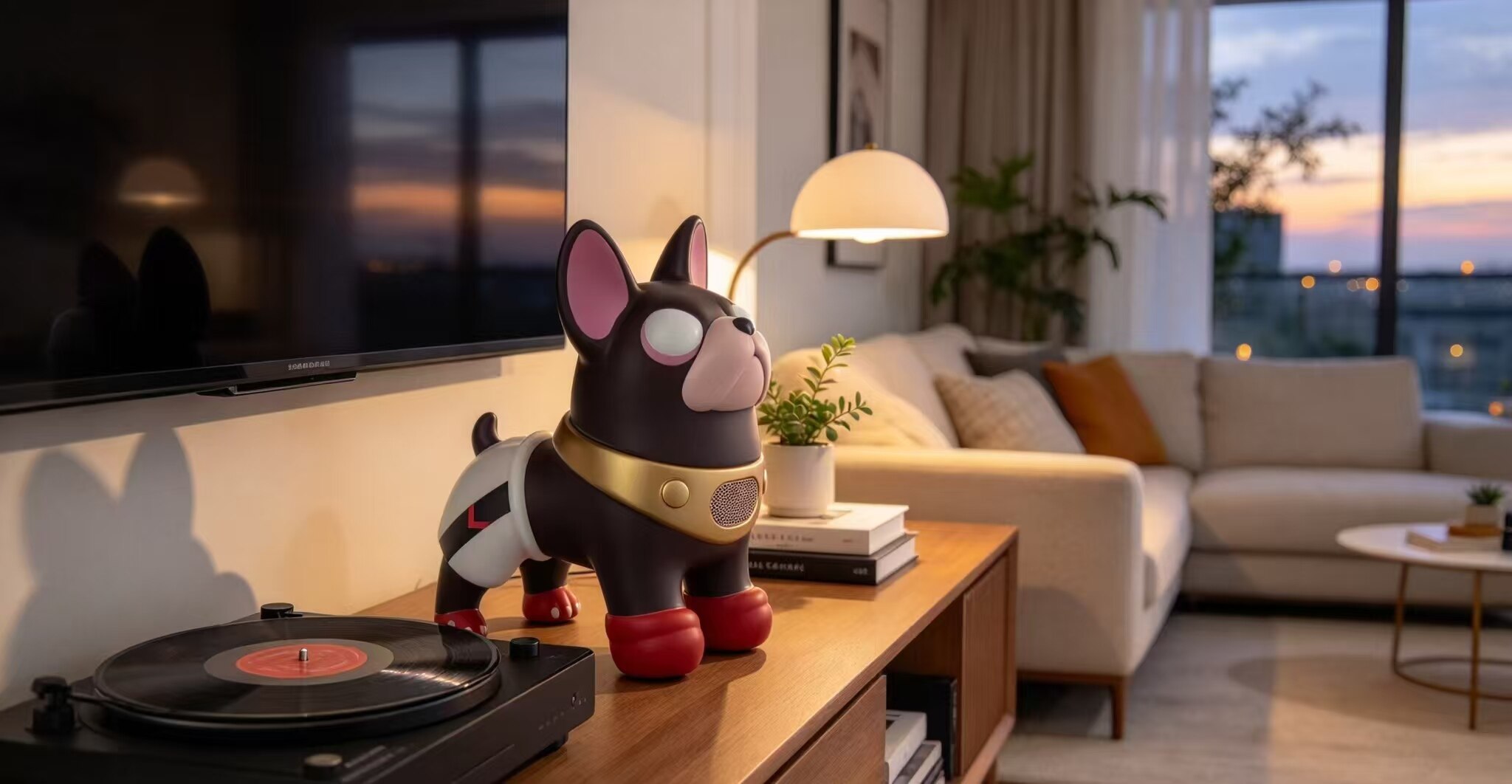 Golden Armor Red Boot Frenchie Speaker 2