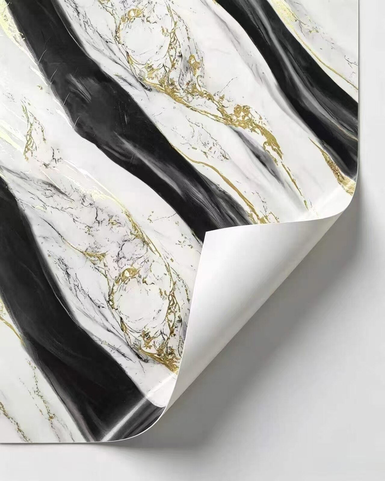 Black, White & Gold Fluid Art Wall Decal 4