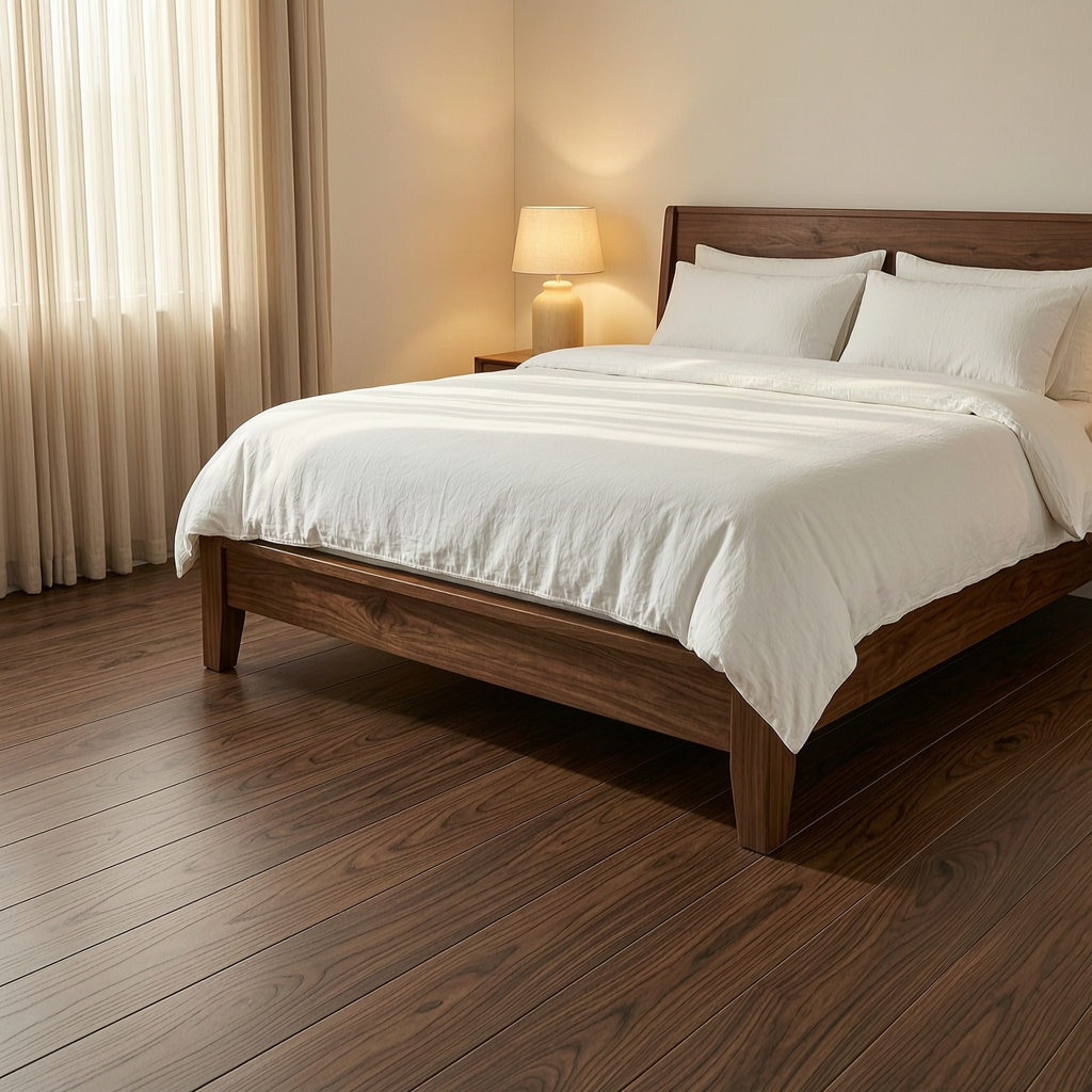 Retro Walnut Wood Grain Self-Adhesive Floor Tiles 2