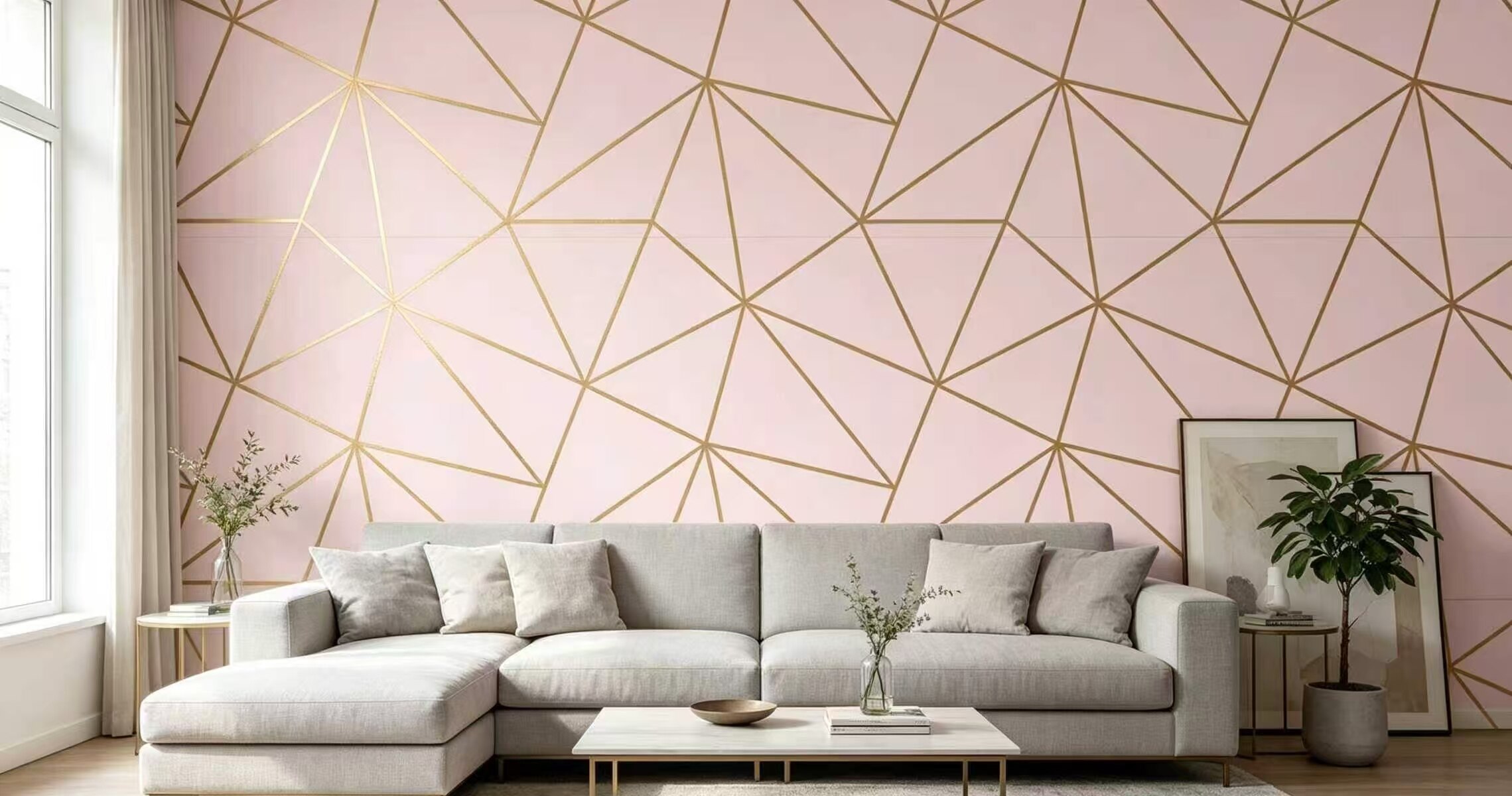 Light French Gold Line Wall Sticker 2