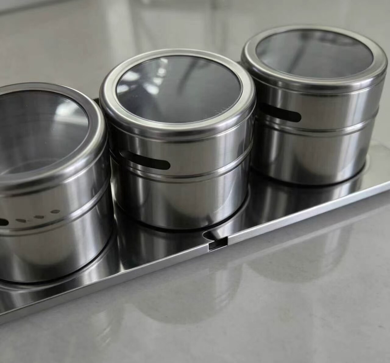 Silver Transparent Lid 3-Compartment Spice Rack 5