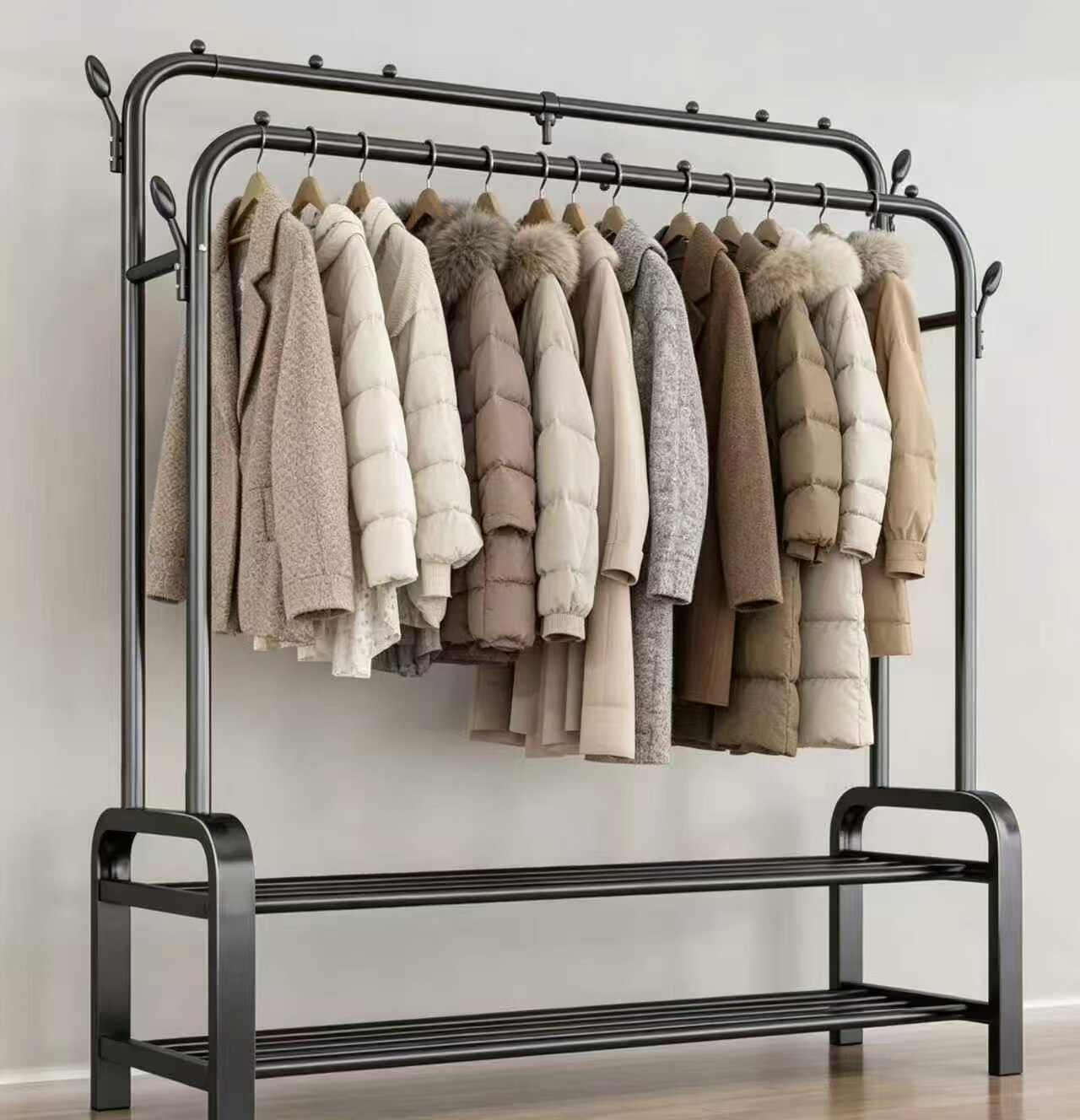 Double-Pole Tree Fork Two-Tier Clothes Drying Rack 5