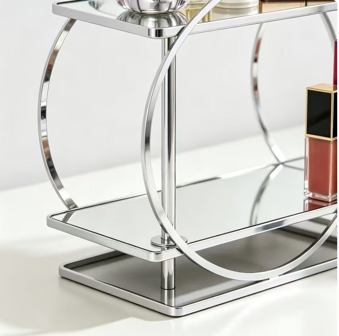 Luxury Metal Ring Mirror Vanity Organizer 5