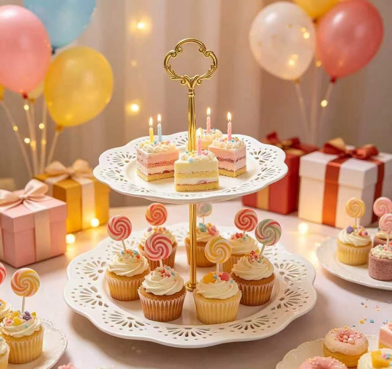 Floral Lace Two-Tier Cake Stand 2