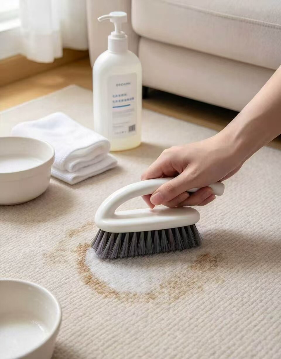 White-handled, gray-bristle stain remover brush 4