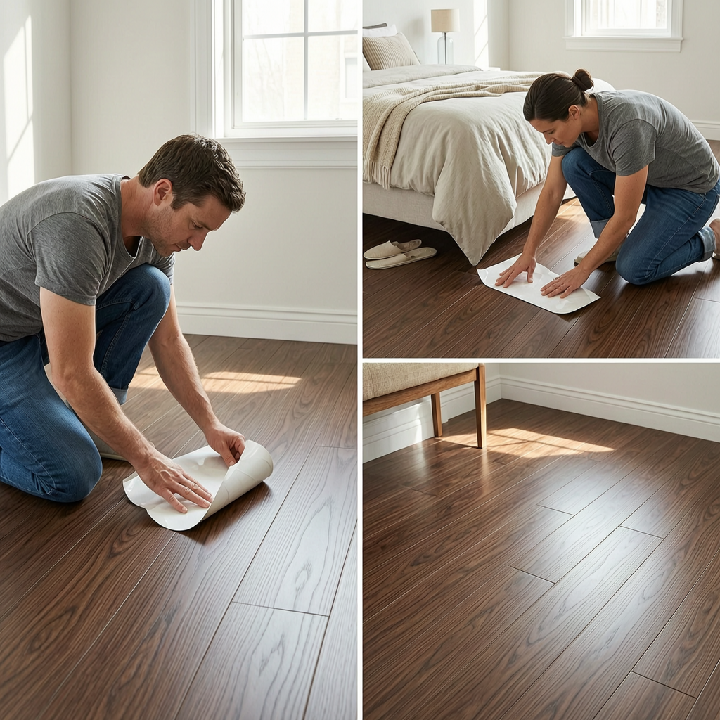 Retro Walnut Wood-Grain Self-Adhesive Floor Tiles 4