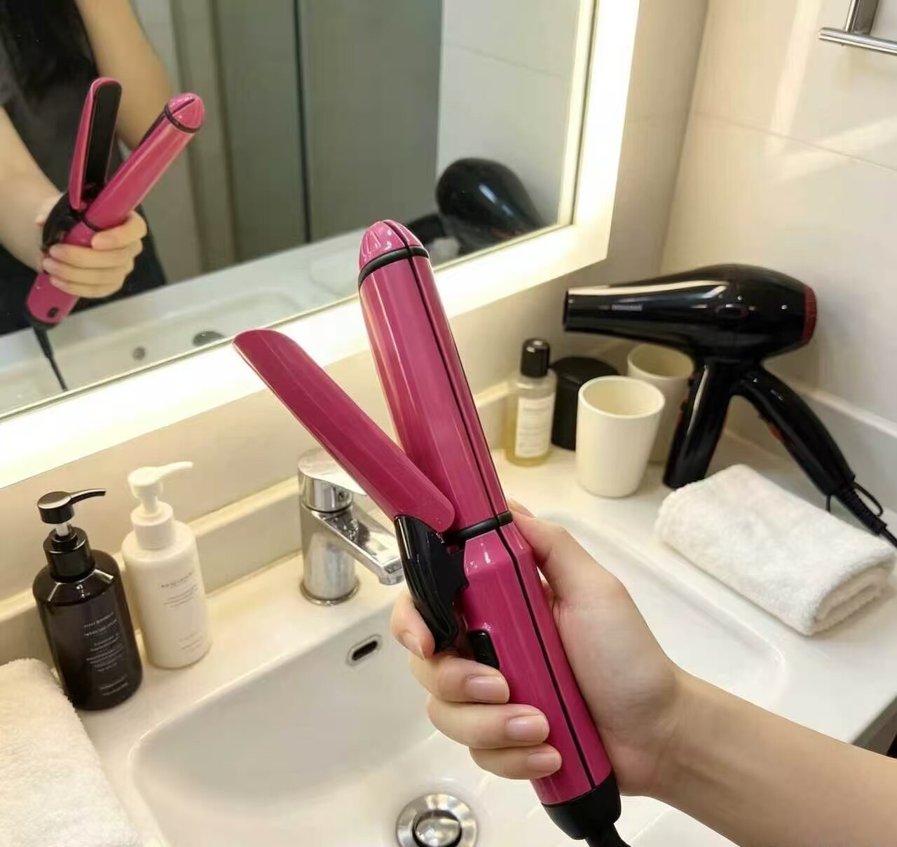 Rose Pink Iridescent Corded Curling Iron 3